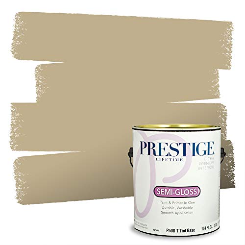 PRESTIGE Paints Interior Paint and Primer In One, 1-Gallon, Semi-Gloss, Comparable Match of Benjamin Moore* Quincy Tan* - color: HC-25BM-PCM, size: 1 Count (Pack of 1)