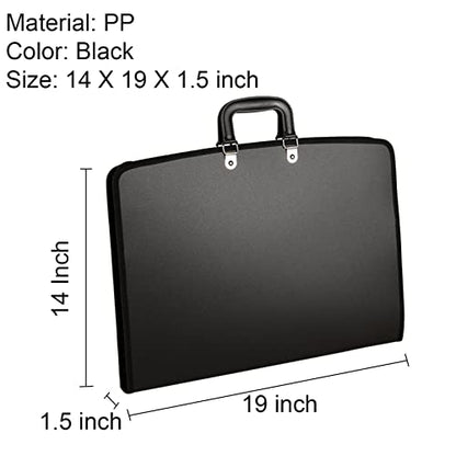 Acocony 11x17 Art Portfolio PP Material Black Pack of 1 | 11x17 Art Portfolio Case with Zipper Closure Oxford Cloth Edge Waterproof - color: Black
