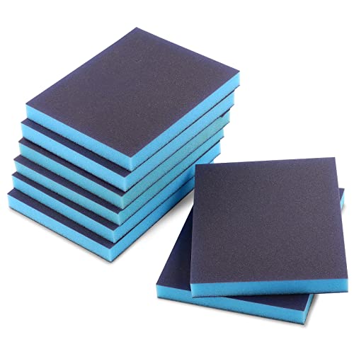 8Pcs 220 Grit Sanding Sponge, Jamiikury Sanding Blocks Washable and Reusable, Wet Dry Sandpaper Sponge for Wood Metal FurniturePaint and Drywall - size: 220 Grits