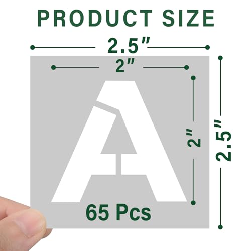 WISYOK 2 Inch 65 Pcs Letter Stencils, Numbers and Alphabet - size: 2 Inch-65Pcs