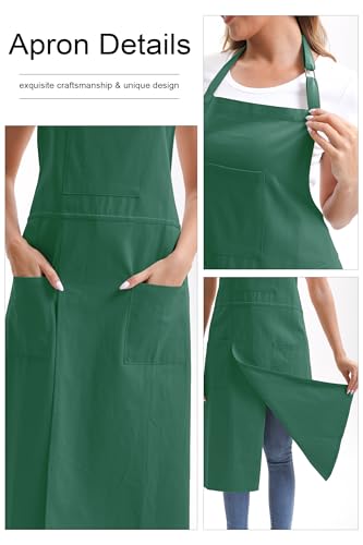 Nanxson Pottery Apron Split Leg with 3 Pockets & Adjustable Buckle | cotton material,Long apron,adjustable waist tie,for Pottery Ceramic Wheel DIY Art Garden - color: Green