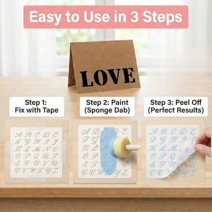 1/2 3/4 1 Inch Letter Stencils for Painting on Wood Reusable Plastic 20 Pack Large Alphabet Templates with Numbers and Symbols DIY Art Crafts for Canvas Porch Signs Journaling Supplies