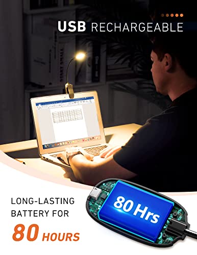 Monotremp Rechargeable Book Lights for Reading at Night, Clip-On 3 Colors - color: Black