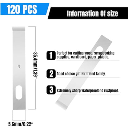 120 Pcs Exacto Knife Blades, #4 High Carbon Steel Hobby Knife Blade Refills Hobby Knife Replacement Blades for Craft, Scrapbooking, Stencil - size: #4