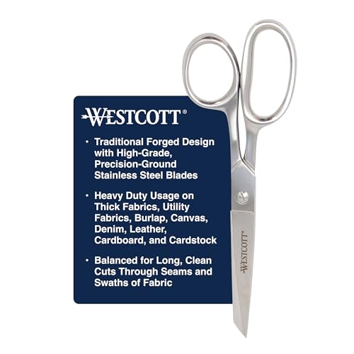Westcott 8in Forged Classic Fabric and Paper Scissors, Heavy Duty, Knife-Edge for Sewing, Tailoring, General Arts and Crafts, Office - size: 8-Inch Straight