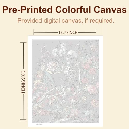 Gemozaic Gothic Paint by Numbers Kit for Adults - A Reading Book Skeleton - color: MT23189
