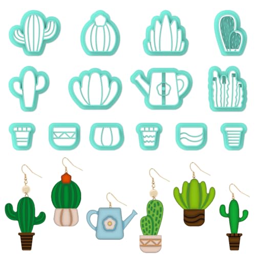 ORIGACH 14 Pcs Potted Plant Clay Cutters Set | Cactus Polymer Clay Cutter for Earring Making Potted Plant Shape Clay Cutters for Jewelry Making - style: Potted Plant