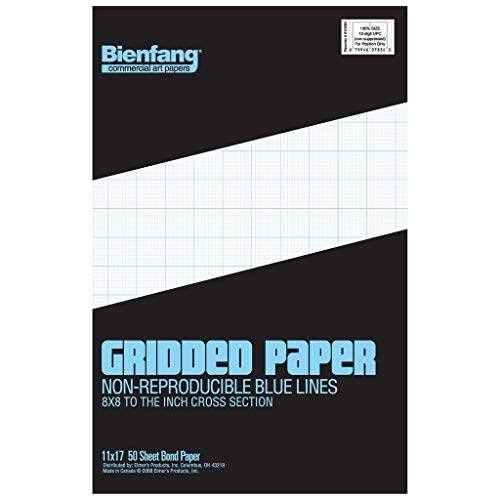 Bienfang Designer Grid Paper Pad, 8x8 Cross Section, 11 x 17 inches, 50 sheets - color: 8x8 Cross Section, size: 11 x 17