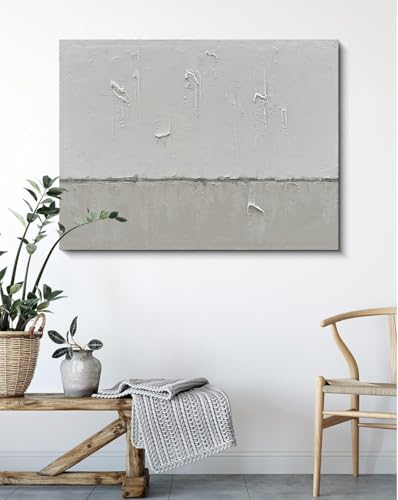 NANKAI Art Hand-painted minimalist style oil painting in gray and white - color: NKHB003