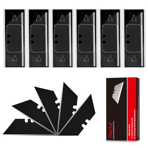 Harita 60 pcs Utility Knife Blades, Blackened SK-2 Razor Blades for Box Cutter Utility Knife, Roof Blades, Never Rust, Extra Durable, Sharper - color: Black, size: 60 Pack
