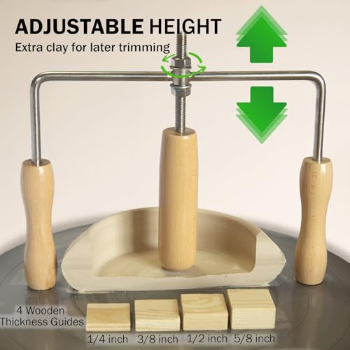 PrudoPex Pot Cup Mouth Opener, Adjustable Depth Ceramic Pot Cup Opening Tool, Adjustable Thickness Flat Bottom Pottery Tool (Wood)