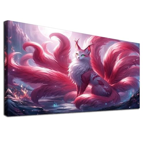 JATOK Large Diamond Art Kits for Adults, Full Round Drill Fox 5D Diamond Painting Kits for Beginners, DIY Gem Art Crafts Picture for Gift Home Wall Decor, 40x70cm/15.7x27.5inch - color: Pink