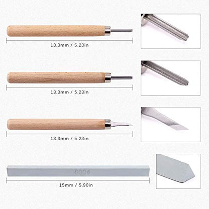Swpeet 22Pcs 50mm Flat Round and Square Rubber Stamp Carving Blocks with 3Pcs Carving Knife Tools and Knife Polish Stone Kit, Double-Sided Removable Printing Carving Block for Scrapbooking Postcards