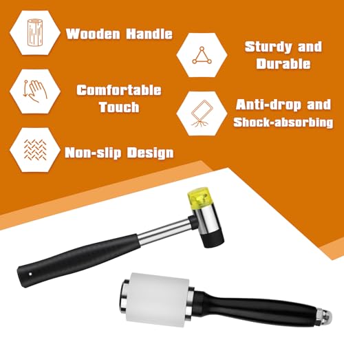 Zlulary 3PCS Rubber Mallet Hammer Leather Mallet Hammer
