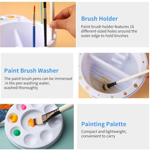 Paint Brush Cleaner Washer, Paint Brush Washer Multifunction Painting Brush Basin Holder and Organizer with Lid Palette and Handle Portable Painting Water Cup for Watercolor Acrylic Oil Art