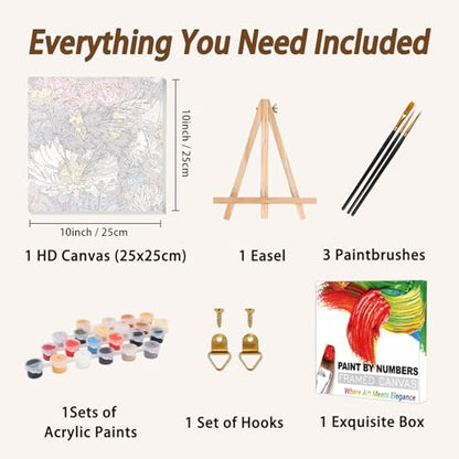 AUKELHJ Framed Paint by Numbers Kit for Adults, Bee, 10x10 inch - color: 08-Bee