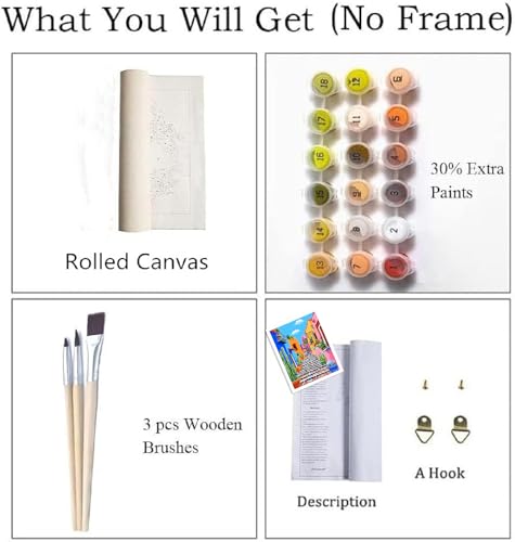 ZRIZQ Paint by Numbers Kit for Adults Beginner,Cityscape Cactus,16x20 | Full set with wooden brushes,rolled canvas,rich paints.Calming activity.Beginner friendly.Just open and paint. - color: 16"X20"Rolled Canvas-Landscape 1