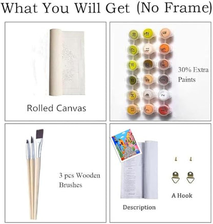 ZRIZQ Paint by Numbers Kit for Adults Beginner,Cityscape Cactus,16x20 | Full set with wooden brushes,rolled canvas,rich paints.Calming activity.Beginner friendly.Just open and paint. - color: 16"X20"Rolled Canvas(Frameless)-Landscape 4