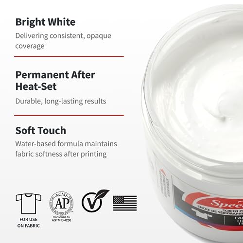 Speedball Fabric Screen Printing Ink, 8-Ounce, White for T-Shirt and Silkscreen Printmaking - color: White, size: 8 fl oz