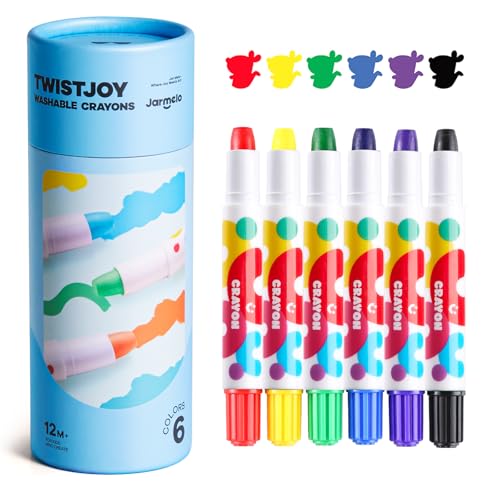 Jar Melo Jumbo Crayons for Toddlers, 6 Colors TwistJoy Washable Crayon | Ultra-Silky, Non-Toxic, Easy to Hold, Safe for Babies, Children's Gift, Back to School - style: 6 Colors