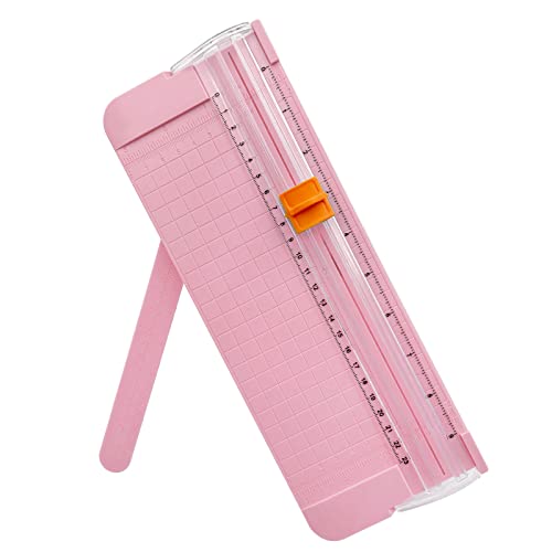 Paper Cutter, A4 Paper Trimmer with Security Safeguard & Side Ruler Portable Straight Edge Cutter for Scrapbooking Craft Paper, Photos, Label, Cardstock (Pink) - color: Pink