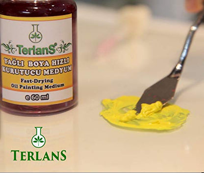 TERLANS Fast Drying Oil Painting Medium, 100 ml (3.38 fl. oz.) | Flip-Top Cap | Speeds Drying, Improves Flow & Gloss for Oil Paints | Artist Oil Painting Supplies