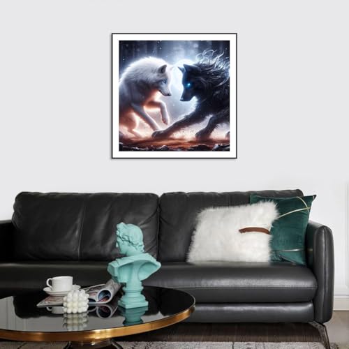 Aicomeon Diamond Art Kits for Adults Wolf Diamond Painting Kits | 12x12 Inch Easy DIY for Beginners, Full Drill Round Dot Gem Art Mosaic Stress Relief Craft, Home Wall Decor Gifts - color: Wolf