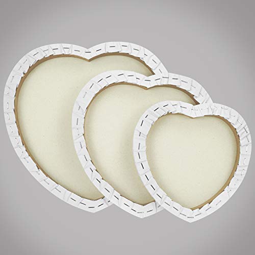 PHOENIX Heart Canvases for Painting - 8, 10, 12 in (2 of Each) - 100% Cotton 10 Oz Triple Primed White Blank Acid-Free Artist Shaped Stretched Canvas for Oil, Acrylic Painting Decoration - size: Heart 8", 10" & 12", style: Studio Set (8 Oz.)