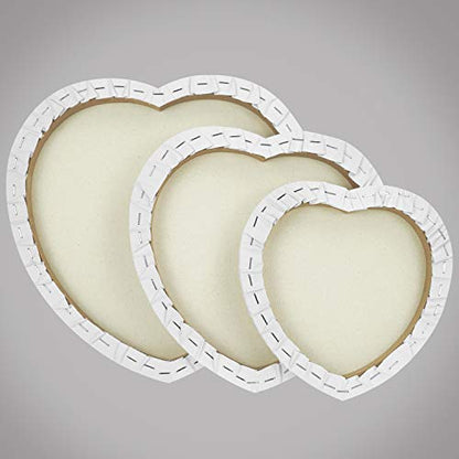 PHOENIX Heart Canvases for Painting - 8, 10, 12 in (2 of Each) - 100% Cotton 10 Oz Triple Primed White Blank Acid-Free Artist Shaped Stretched Canvas for Oil, Acrylic Painting Decoration - size: Heart 8", 10" & 12", style: Studio Set (8 Oz.)