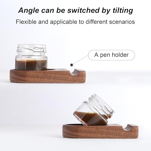 Wooden Calligraphy Brush Holder with Glass Inkwell Container, Set with Angled Tip Holder Base (Upgraded Two Glass Ink Holders) - style: Upgraded Two Glass Ink Holders