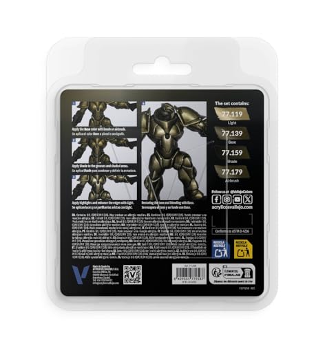 Vallejo - Aged Metal Paint Set, True Metallic Metal, 4 Bottles x 0.6 fl.oz. - color: Aged Metal