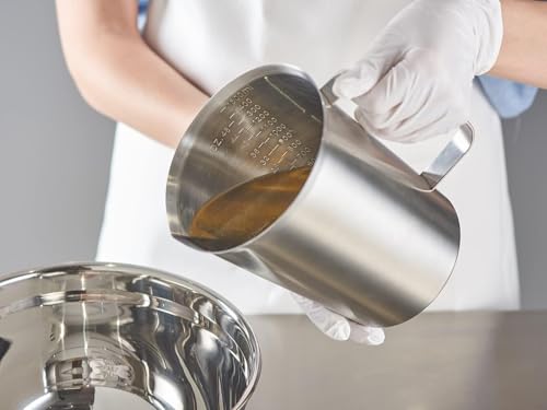 18/8 Stainless Steel Measuring Cup with Handle and Pour Spout, Heavy Duty Commercial Kitchen Measuring Pitcher for Restaurant, Bakery, Food Prep and Large Batch Cooking, 48 OZ (6 Cup, 1500 ML) - color: Flat Handle, size: 48 OZ (6 Cup, 1500 ML)