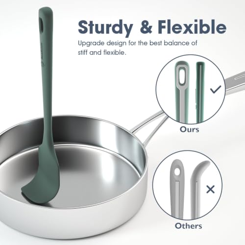 ChefAide 4 Pieces Silicone Spatula Set, Food Grade Rubber Spatula, Upgrade Strong Handle with Ergonomic Grip, Heat Resistant for Nonstick Cookware, Cooking - color: Dried Thyme, size: 4 pieces