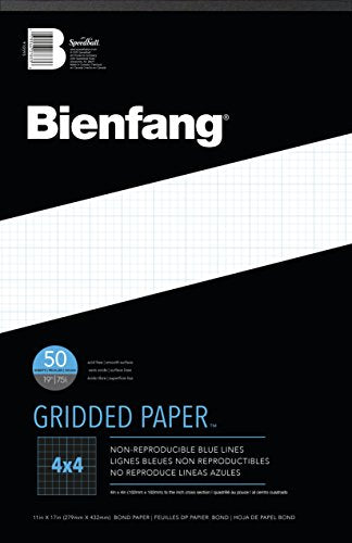 Bienfang Designer Grid Paper Pad, 4x4 Cross Section, 11 x 17 inches, 50 Sheets - color: 4x4 Cross Section, size: 11 x 17