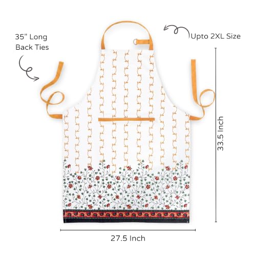 FINGERCRAFT Apron, Dual Pocket, Adjustable Tie, Multipurpose Washable Bib Apron for Home, Kitchen, Chef and Professionals - color: Golden Vine