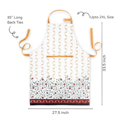 FINGERCRAFT Apron, Dual Pocket, Adjustable Tie, Multipurpose Washable Bib Apron for Home, Kitchen, Chef and Professionals - color: Golden Vine