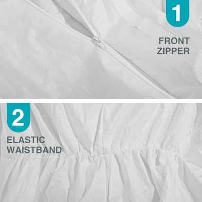 FURWEY Hazmat Suits 10 Pack Disposable Coveralls,with Shoe Covers,Elastic Wrists,Ankles and Hood,Available in 4 sizes(L-3XL) - size: Medium