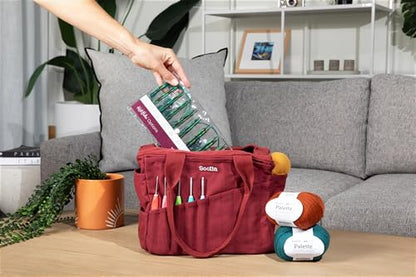 Soolla Studio Bag: Art Supply Storage Organizer & Pottery Tool Bag, Washable Tote, Yarn Bag, Crochet, 30 Pockets, 15+ Colors - color: Blackout