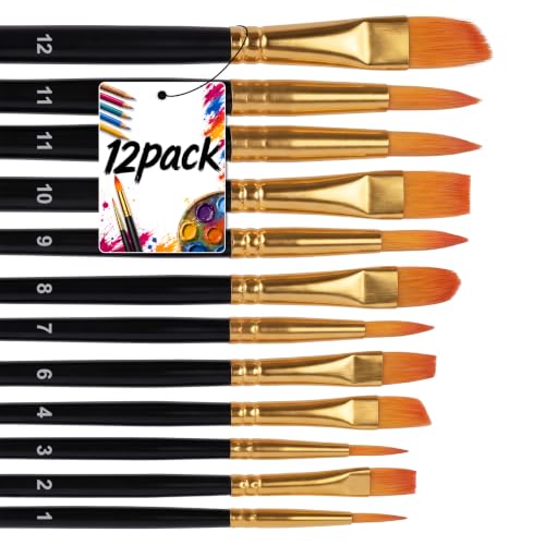 Bonison Watercolor Brushes, 12 Pcs Artist Paint Brushes Kit Multi-Size