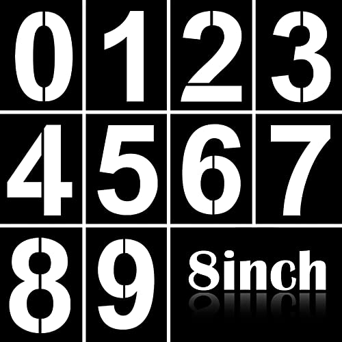 8 Inch Large Number Stencils Kit 0-9 Address Number Stencil Set Reusable Plastic Number Painting Templates Stencils for Address Number Mailbox Signs Road Parking Lot Door Trucks Painting Stencils - color: 8 Inch
