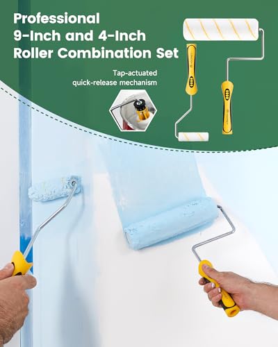 VOOMEY Paint Roller Kit with Extension Pole - 9 Inch Paint Roller with Tray - style: 16 pcs paint roller kit