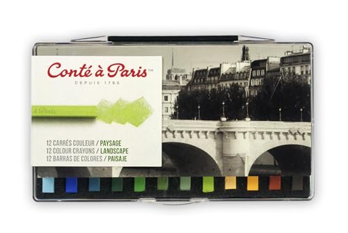 Conté à Paris Conte Crayon 12 Assorted Landscape Set | Nature Inspired Palette, Perfect For Scenic Artwork, Rich Earth Tones, Excellent Blending And Layering Control - style: 12 Count - Landscape