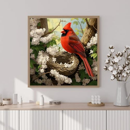 Artunion Framed Paint by Numbers Kit for Adults Beginners & Kids Ages 8-12,Northern Cardinal Paint by Number with Frame,Bird Paint by Numbers Kit on Canvas 10 * 10 Inch Without Easel - color: ZXT-399-F