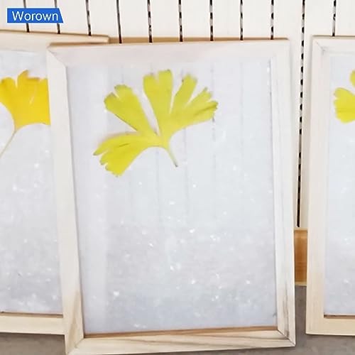 Worown A4 Wooden Paper Making Screen Kit, Paper Making Frames, Mould and Deckle for DIY Crafts (12 x 8 Inch) - size: A4