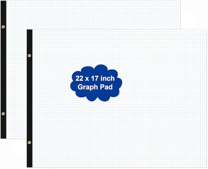 (2-Pack) Large Engineering Graph Notepad - 22" x 17" Grid Paper, 100 Sheets/200 Pages, 4"x4" Grid Pad, Giant Drafting Pad Sketching Grid Paper for Engineer Architect Designer - size: 2-Pack, style: Graph