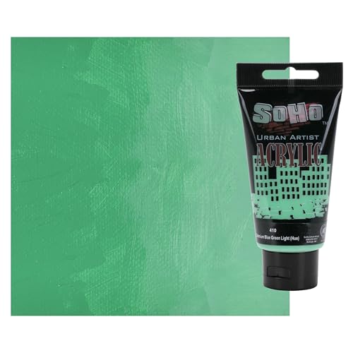 Soho Urban Artist Heavy Body Acrylic Paint - 75 ml Tube - Cadmium Blue Green Light Hue - Thick, Rich Color, Excellent Coverage, Professional Quality - Artists Acrylic Paint - color: Cadmium Blue Green Light Hue, size: 2.54 Fl Oz (Pack of 1)