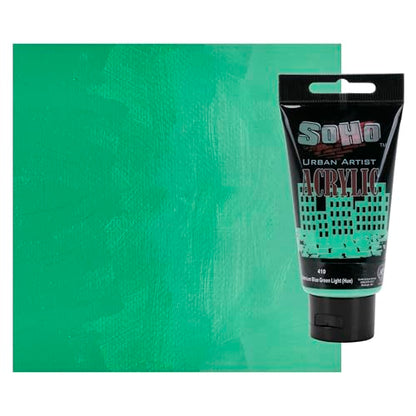 Soho Urban Artist Heavy Body Acrylic Paint - 75 ml Tube - Cadmium Blue Green Light Hue - Thick, Rich Color, Excellent Coverage, Professional Quality - Artists Acrylic Paint - color: Cadmium Blue Green Light Hue, size: 2.54 Fl Oz (Pack of 1)