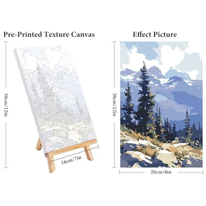 4 Pack Framed Paint by Numbers Kit for Adults Landscape with Wooden Easel - color: FOP4P-01