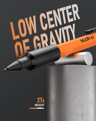 Nicpro 3 PCS 1.3 mm Mechanical Pencils Set with 66 Lead Refill, 3 Eraser | MP2000 Orange Weatherproof Metal Barrel, Heavy Duty Carpenter Pencil for Outdoor Construction Marking Drafting and Drawing - style: 3 Pack (Orange)