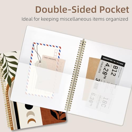 Cute Spiral Notebook journal A4 Aesthetic Pretty Design for Women Girls Kawaii with Pocket, 8.5 x 11 inch, Lined, Moon Boho - color: Moon Boho, style: Lined